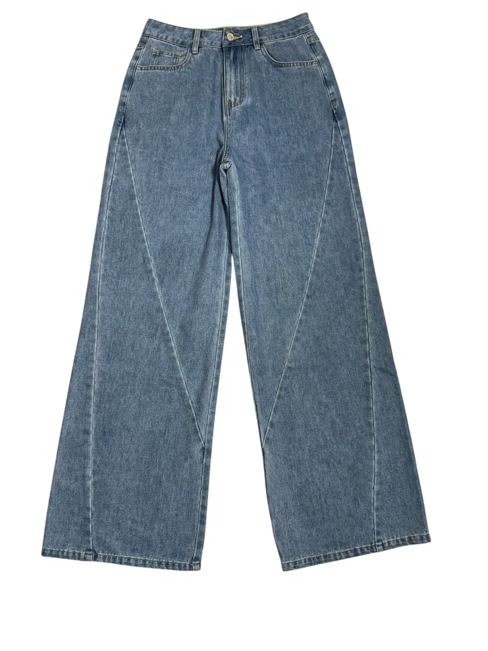 Crescent Victoria Wide Leg Denim Pants NWT Size M High Rise Boho Seamed Jeans
